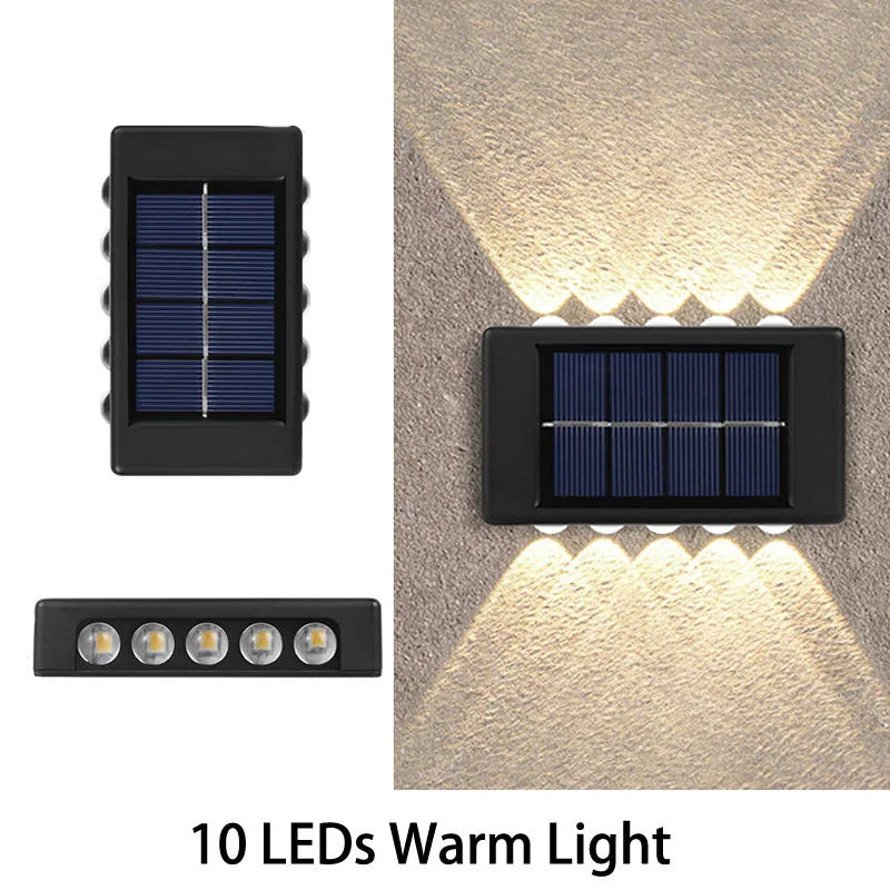 6LED Solar Lights, Outdoor Atmosphere Wall Lamp,Up And Down Light Control for Garden Yard Street Balcony Terrace Camping Decor