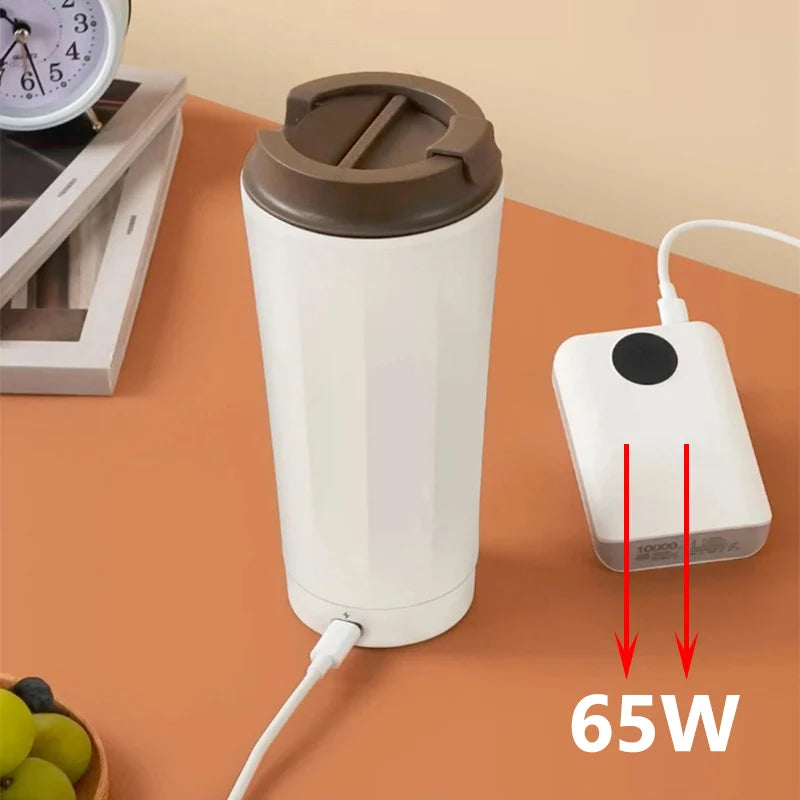 USB Car Plug Electric Heating Bottle Leakproof Hot Water Boiling Portable Office Outdoor Thermos Cup Intelligent LED Display