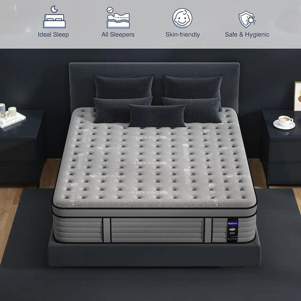 12 Inch Memory Foam Hybrid Mattress California King Individually Pocket Coils Motion Isolation Edge Support Breathable Moisture