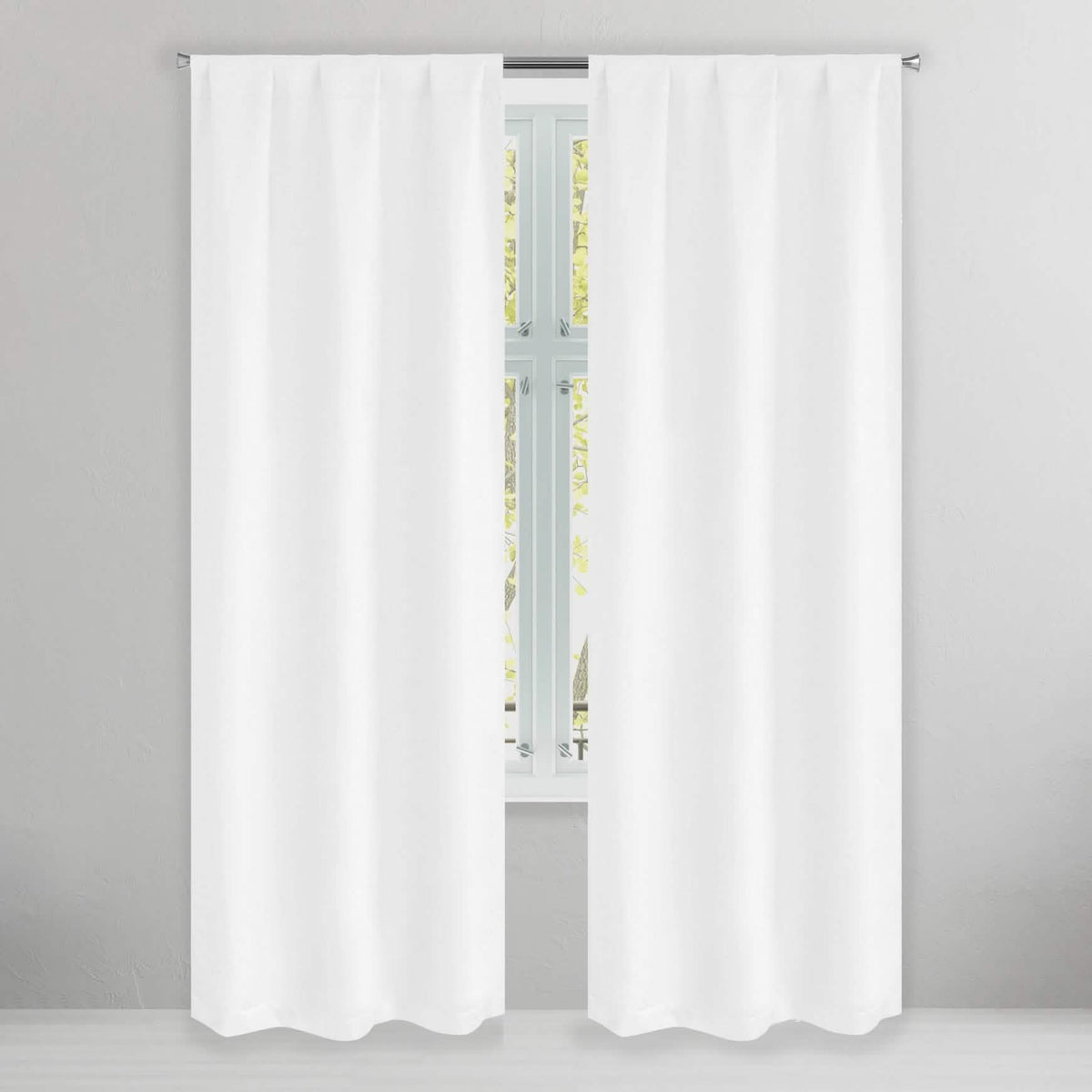 Set of 2: Brushed Textured Blackout Thermal Window Curtain Pair Panel