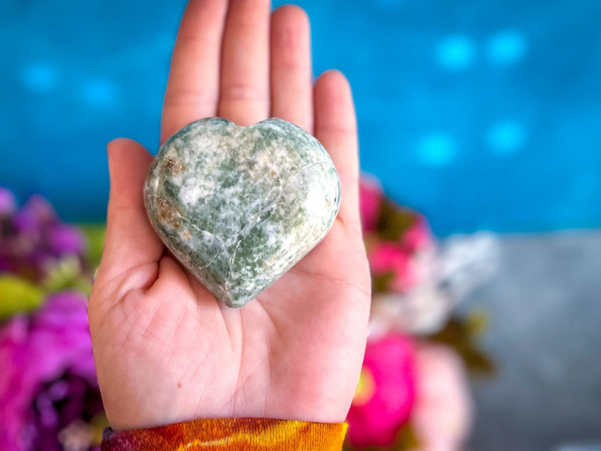 Vesuvianite and Garnet Heart, ethically sourced