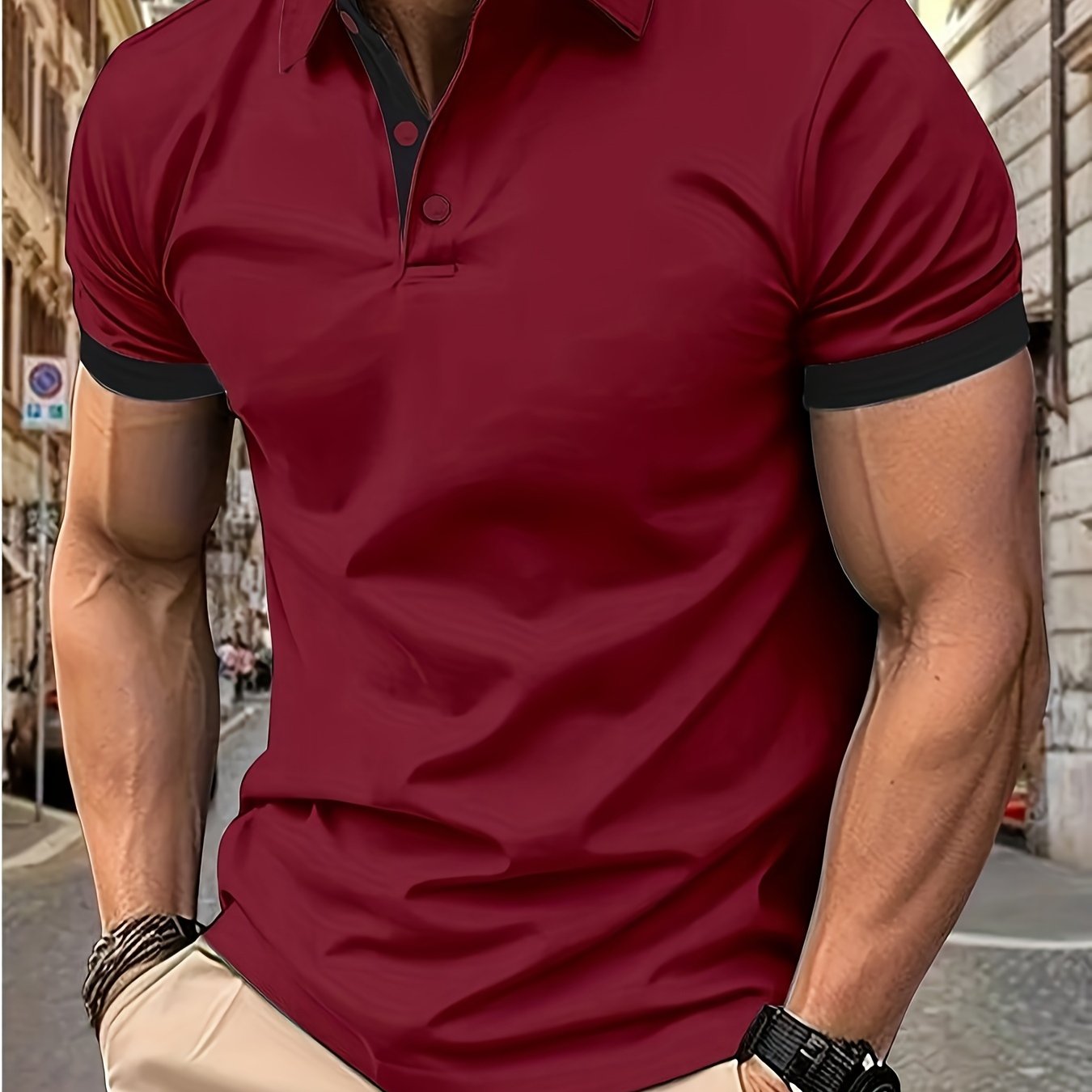 Breathable Regular Fit Golf Shirt, Men's Casual V-Neck T-Shirt Short Sleeve For Summer, Men's Clothing