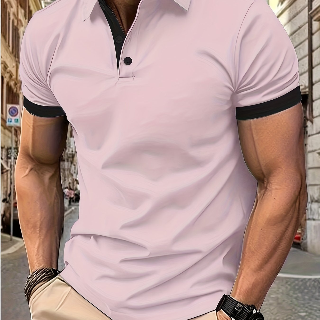 Breathable Regular Fit Golf Shirt, Men's Casual V-Neck T-Shirt Short Sleeve For Summer, Men's Clothing
