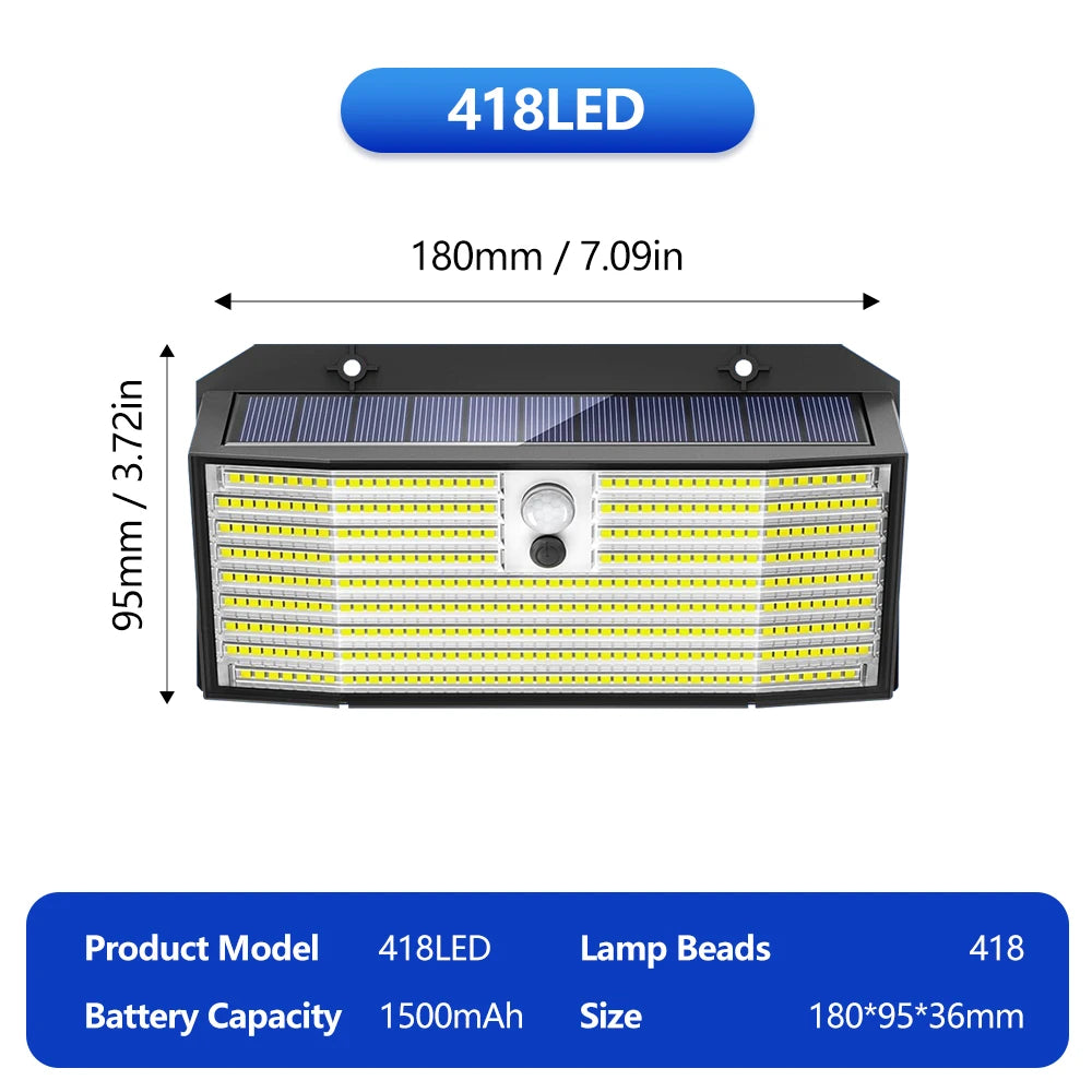 Outdoor Solar Motion Sensor Lights 468/528 LED Waterproof Solar Security Wall Lights for Garden Patio Pool Yard Fence Driveway