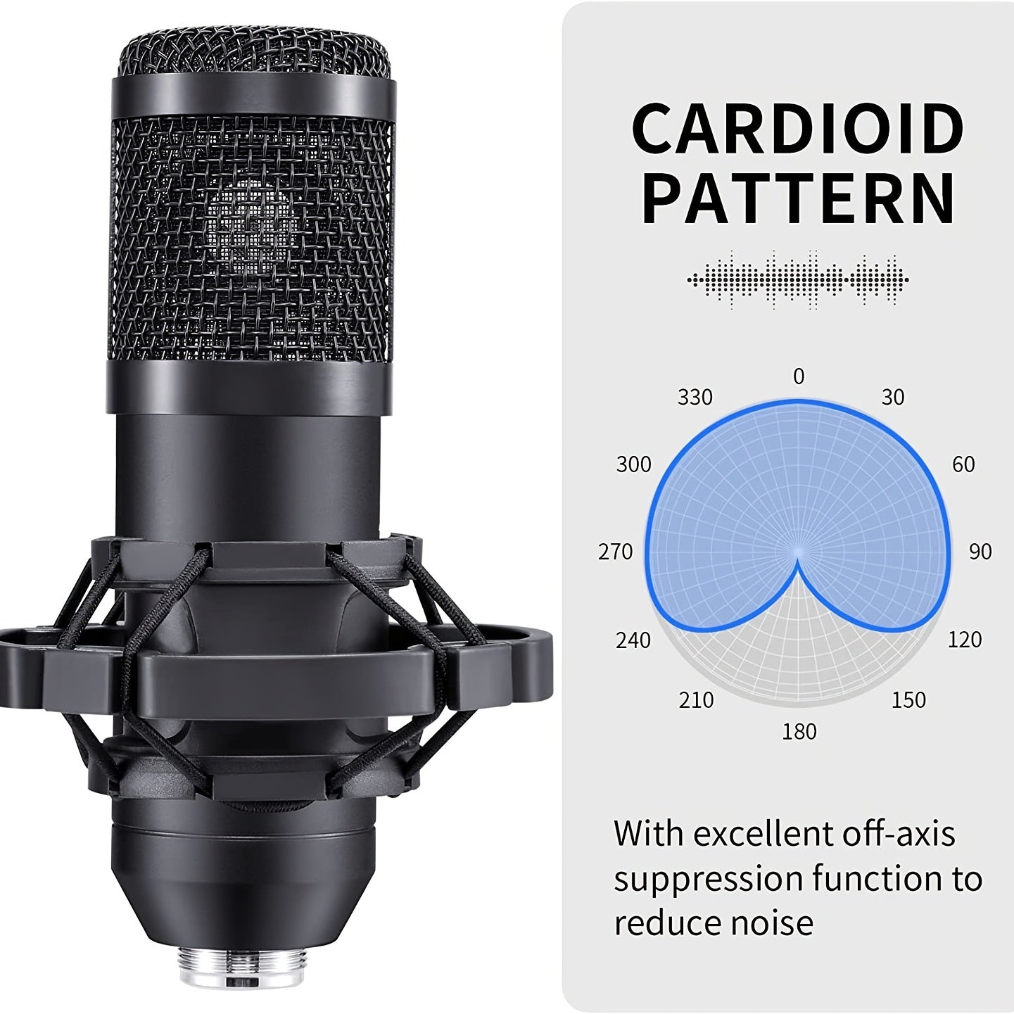 USB Microphone, Professional 192kHz/24Bit Plug & Play PC Computer Condenser Cardioid Mic Kit with Sound Advanced Chipset, for Streaming, Podcast, Studio Recording and Games