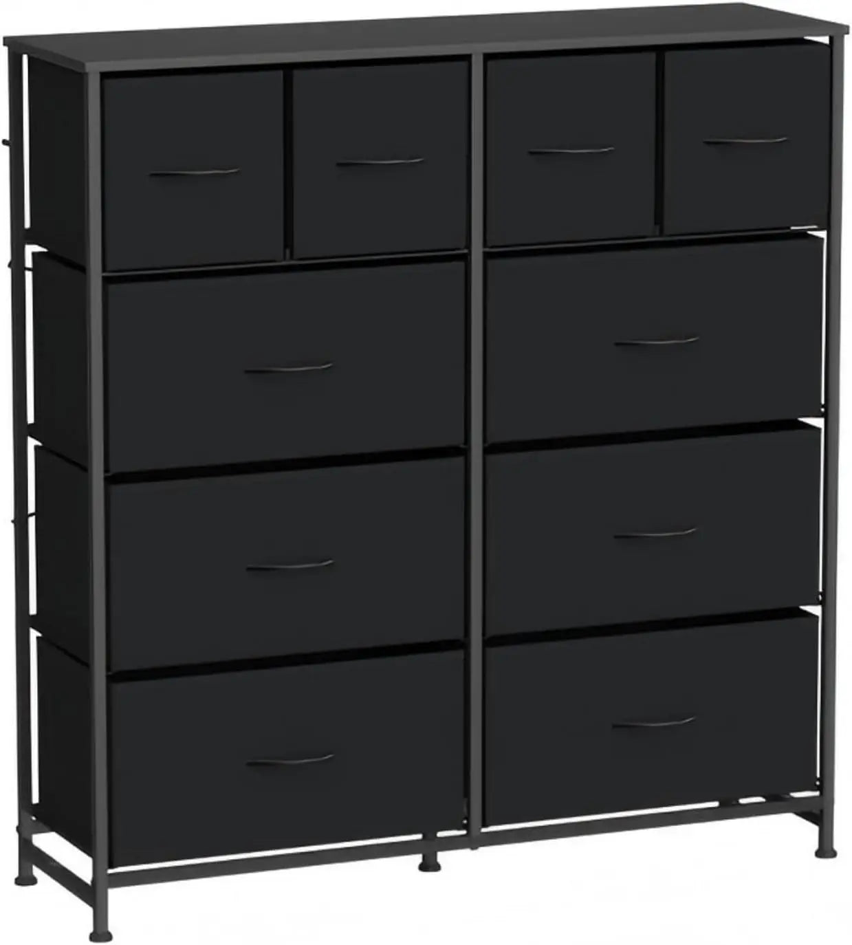 Dresser for Bedroom with 10 Fabric Drawers, Tall Chest Organizer Units for Clothing, Storage Tower with Cabinet, Metal Frame