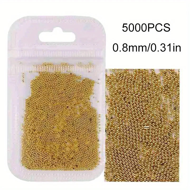 5000PCS 0.8mm Nail Art Caviar Bead Glitter Rhinestone for Micro Steel Ball 3D Decorations UV Gel Acrylic Tips Manicure A