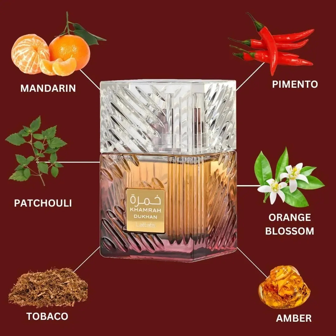 Lattafa Khamrah Dukhan Eau de Parfum Spray 100ml Original Arab Perfumes High Quality Lasting Oriental Perfume Cologne Makeup