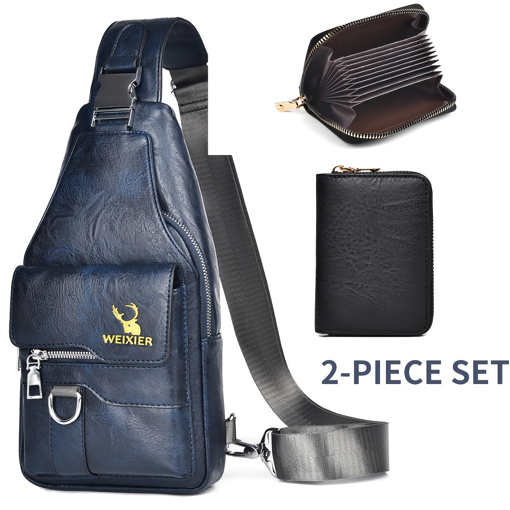 New Waterproof, Stainproof And Wear-resistant Ladies Crossbody Bag Ladies Chest Bag Handbag Shoulder Bag Shoulder Bag Hand Bag With Card Bag Two-piece Set, PU Fabric, Large Pocket And Large Capacity, Easy To Carry, New Textur