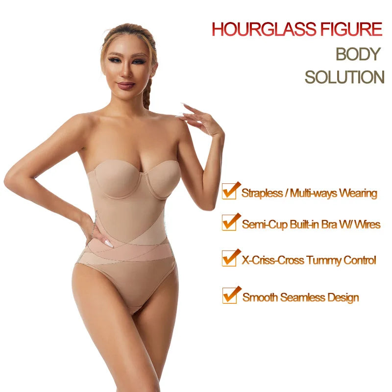 Cross-Border Plus Size Seamless One-Piece Shapewear Dress Special Strapless Corset Waist Cincher Hip Lifter with Bra