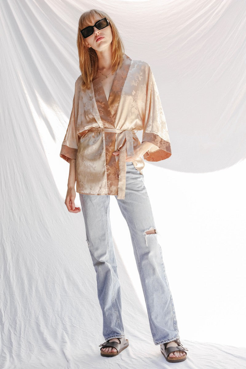 Tonal jacquard kimono