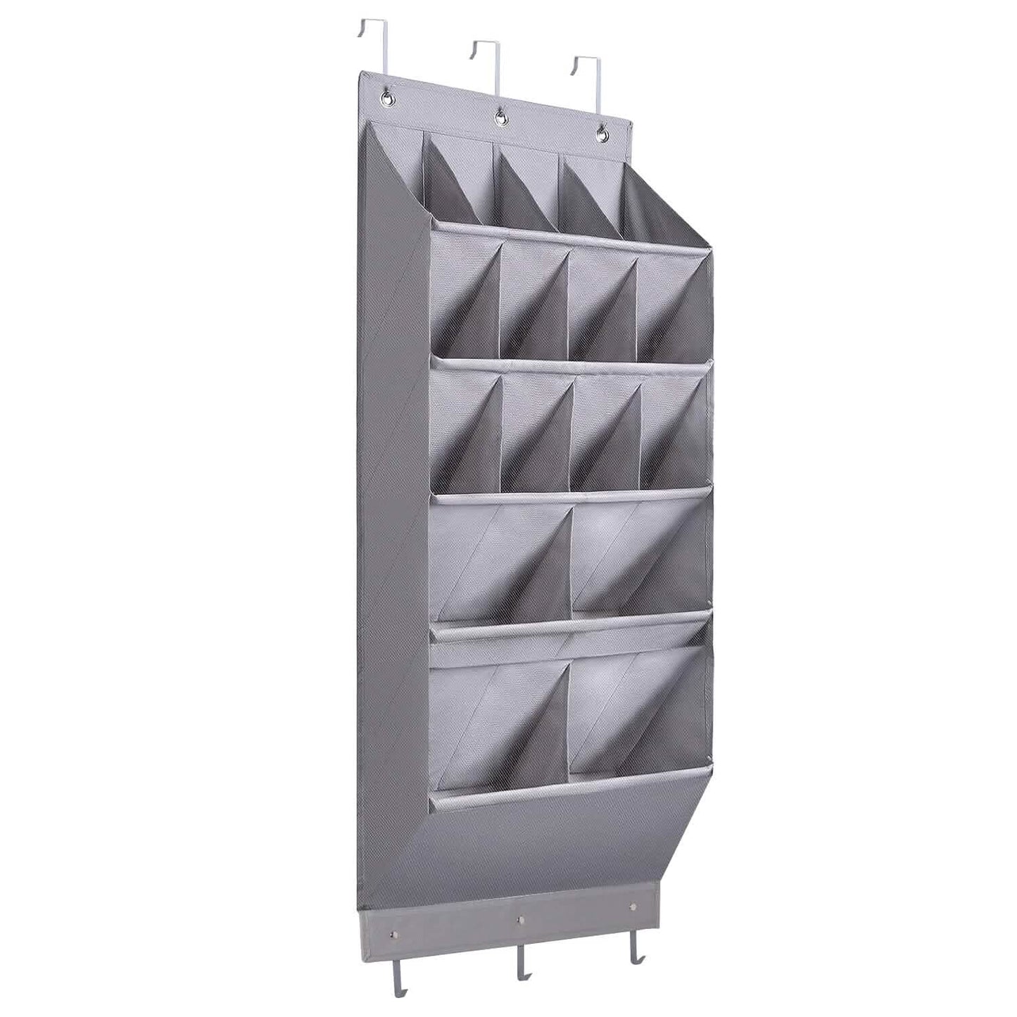 16 Pockets Over The Door Shoe Organizer 5 Tier with 6 Hooks