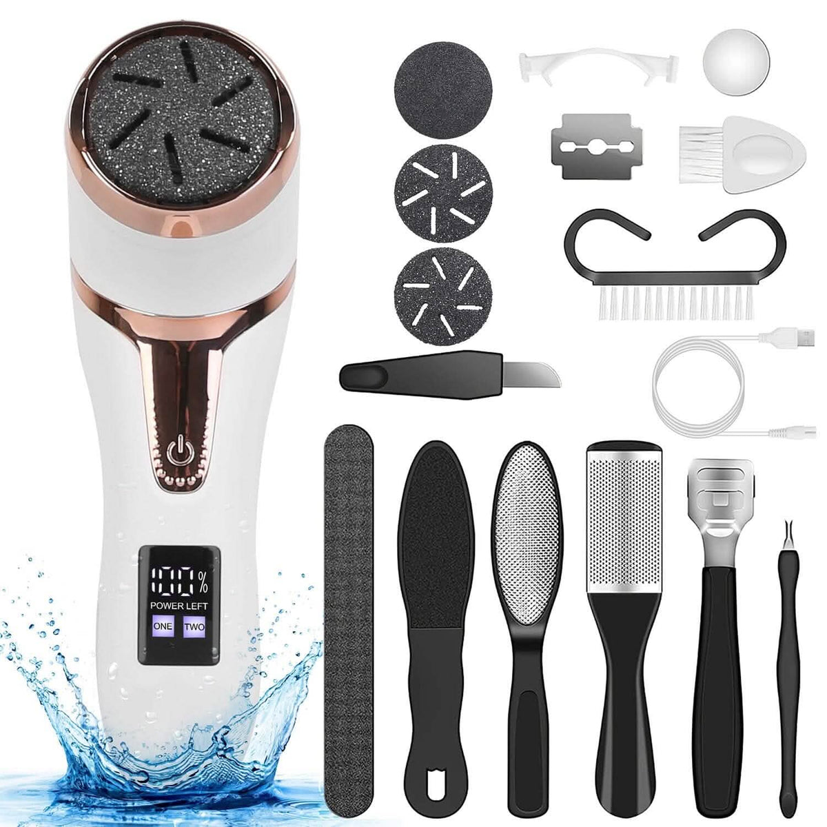 17-Pieces Set: Electric Foot Callus Remover with Vacuum Foot Grinder Rechargeable