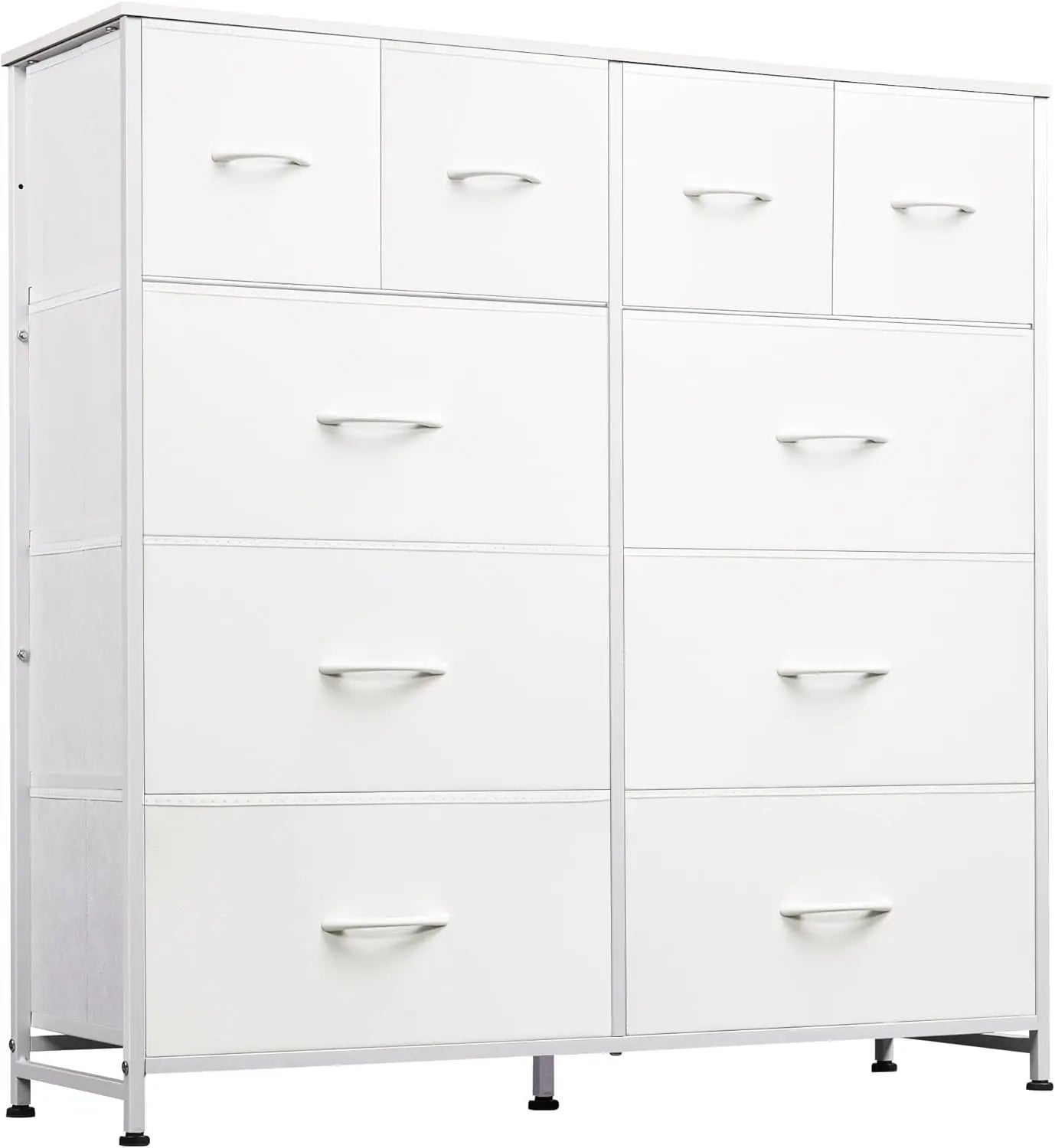 Dresser for Bedroom with 10 Fabric Drawers, Tall Chest Organizer Units for Clothing, Storage Tower with Cabinet, Metal Frame