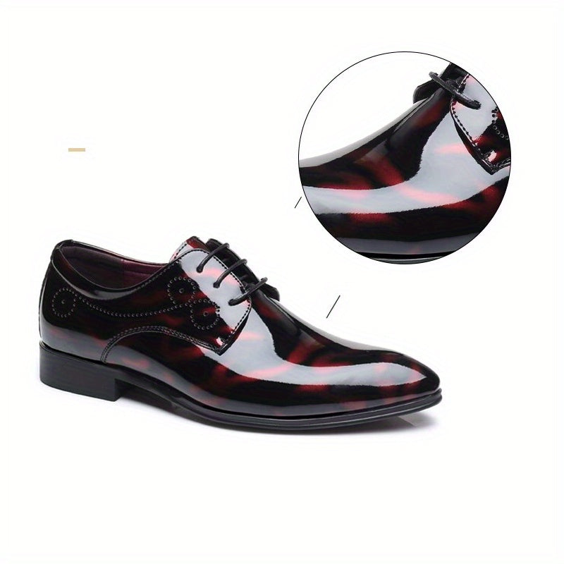 Elegant Men's Oxford Brogue Shoes - Lace-Up Pointed Toe, Durable & Comfortable for Wedding, Business & Office Wear, All-Season Design