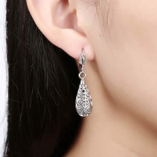 18K Gold Laser Cut Filigree Drop Earrings - Assorted Colors