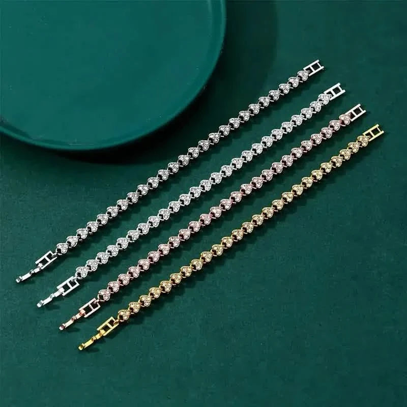 18K Golden Plated Stainless Steel Bracelet with Rhinestone Embellishments