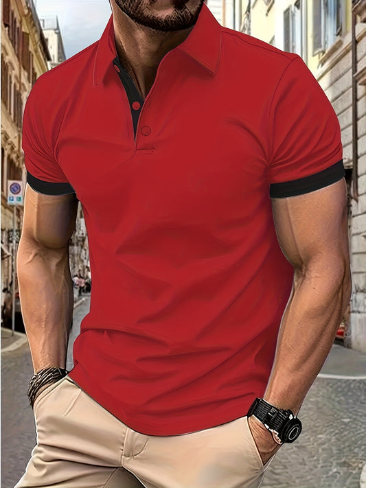 Breathable Regular Fit Golf Shirt, Men's Casual V-Neck T-Shirt Short Sleeve For Summer, Men's Clothing