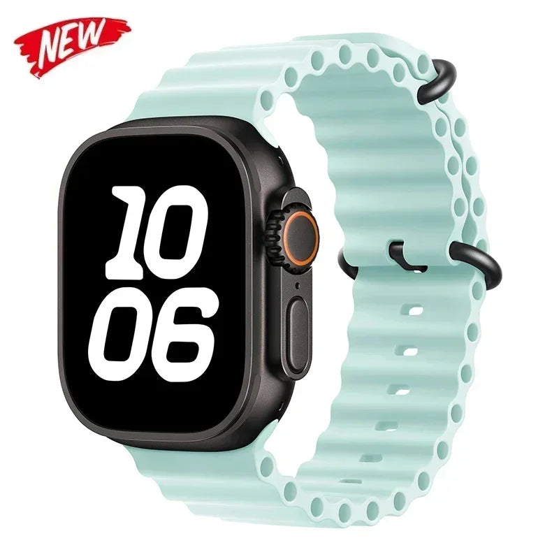 Silicone Ocean band for Apple Watch straps 45mm 46mm 40mm Ultra 2 49mm 44mm 41mm 38-42mm sport bracelet series 10 9 8 7 6 5 4 SE