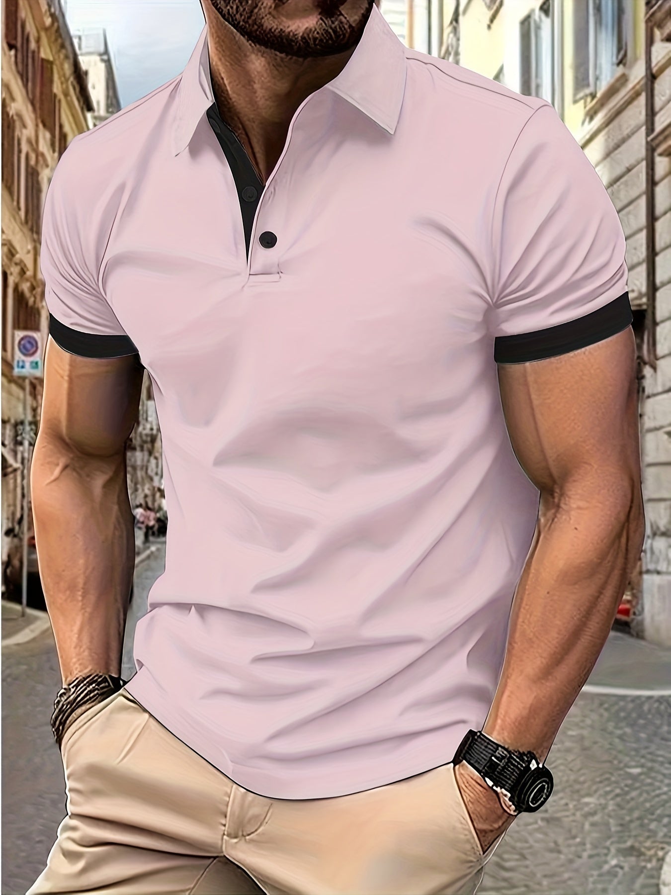 Breathable Regular Fit Golf Shirt, Men's Casual V-Neck T-Shirt Short Sleeve For Summer, Men's Clothing