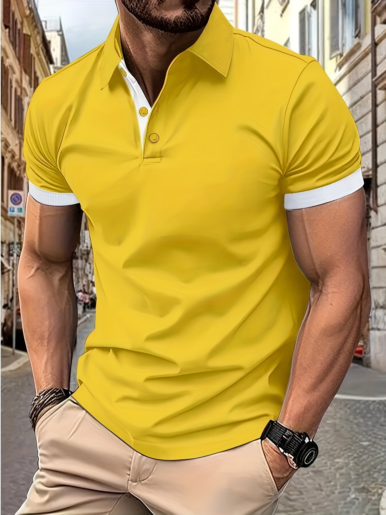 Breathable Regular Fit Golf Shirt, Men's Casual V-Neck T-Shirt Short Sleeve For Summer, Men's Clothing