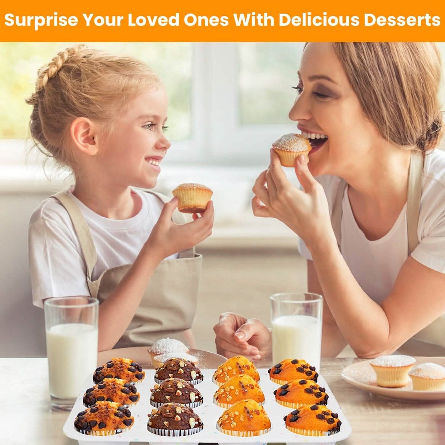 2-Pack: 12 Cups Silicone Muffin Nonstick Pans