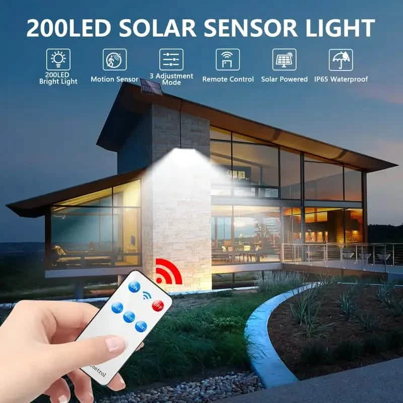 2-Pack: 200-LED/3Modes Upgraded Split Solar Motion Sensor Light Outdoor with Remote