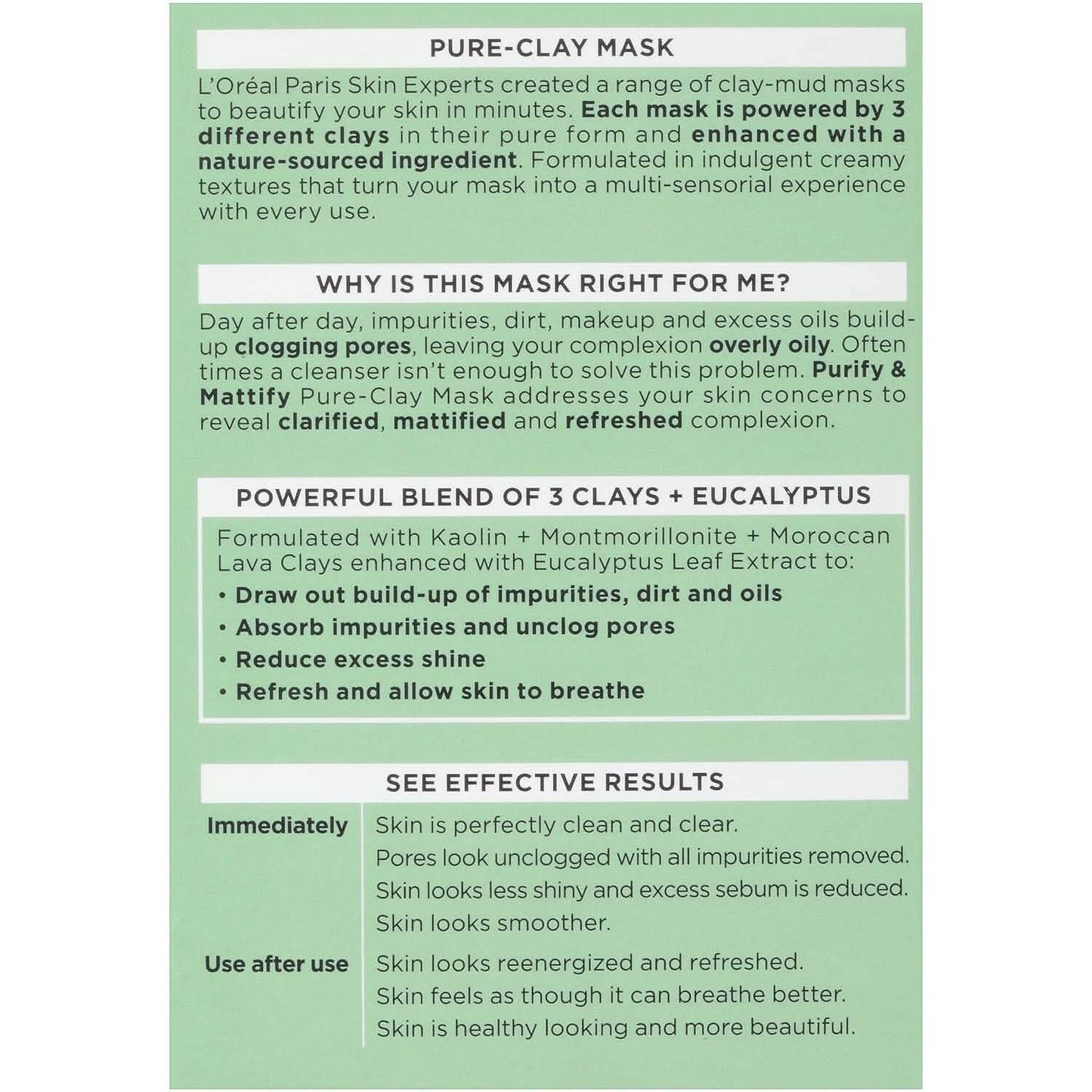 2-Pack: L'Oréal Paris Skincare Pure-Clay Face Mask with Eucalyptus for Oily and Shiny Skin to Purify and Matify