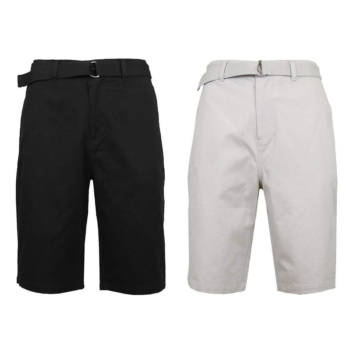 2-Pack: Men's Cotton Chino Shorts with Belt