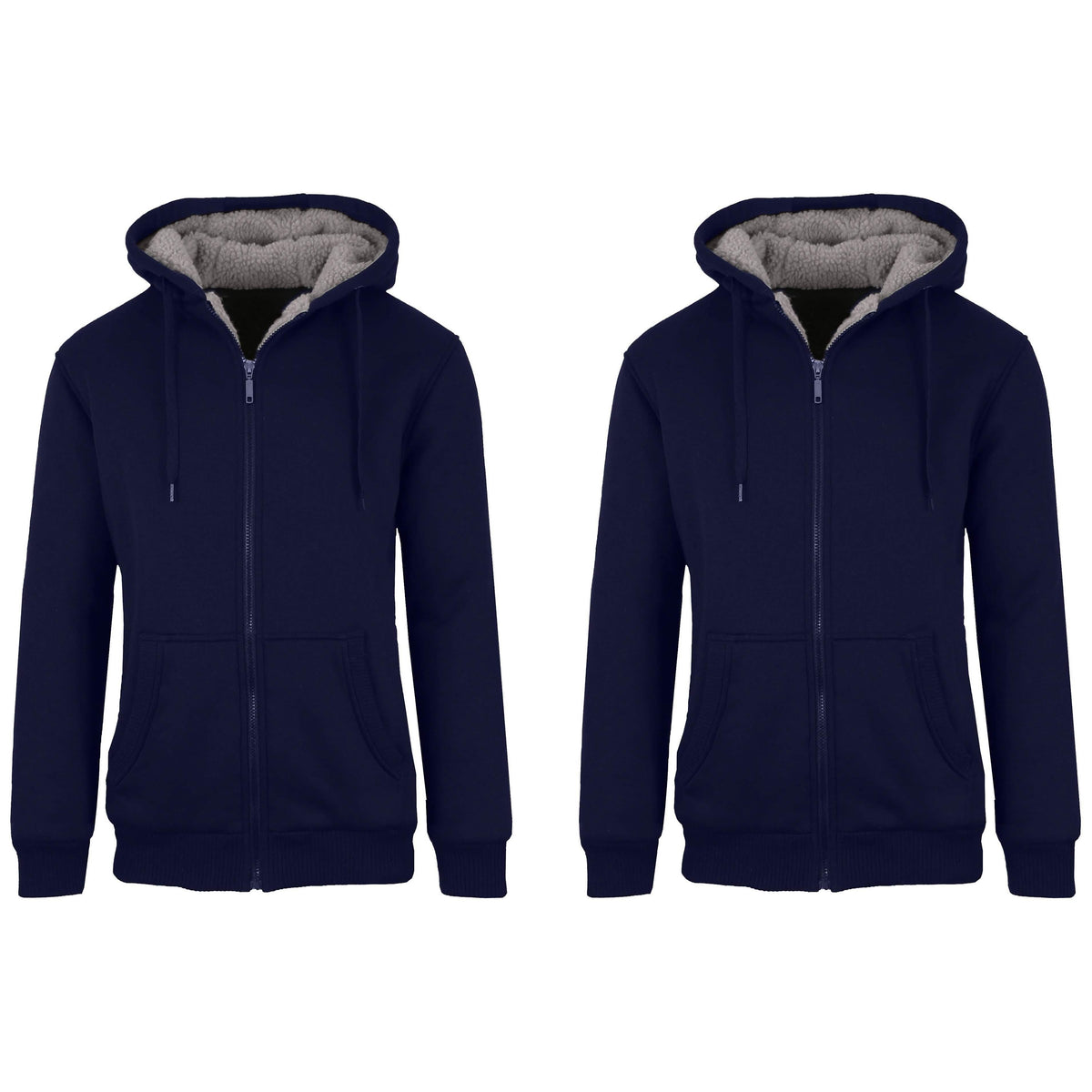 2-Pack: Men's Heavyweight Sherpa Fleece-Lined Zip Hoodie Sweater
