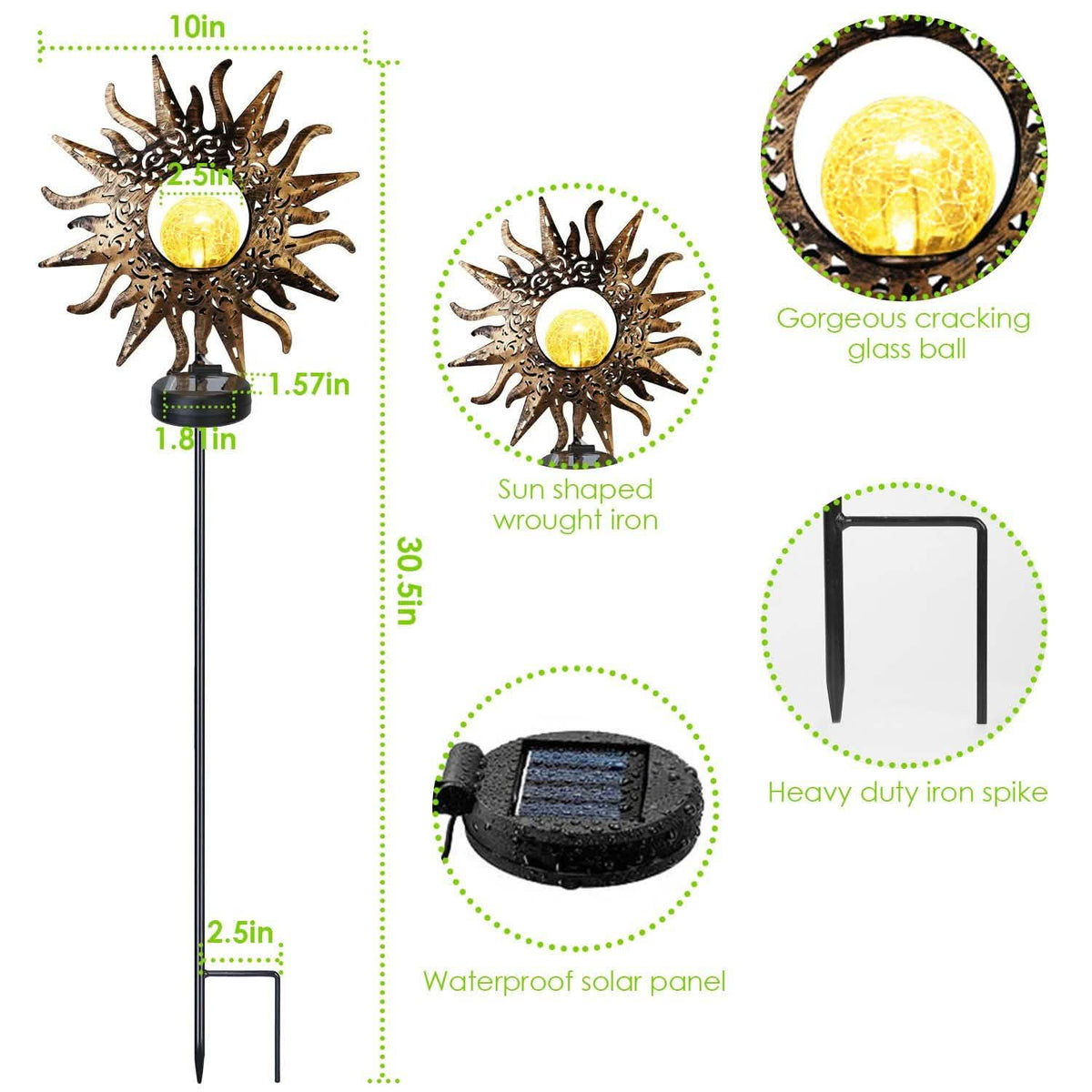 2-Pack: Solar Powered Glass Globe Stake Lamp