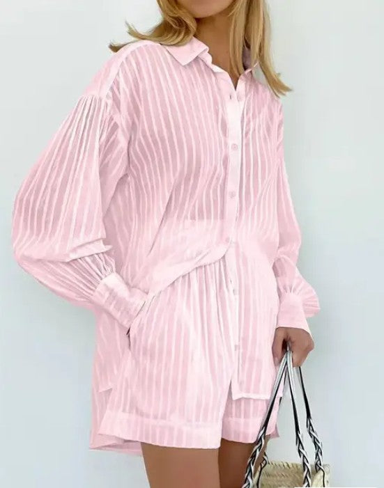 Miss Sparkling 2-piece matching long sleeve and shorts set