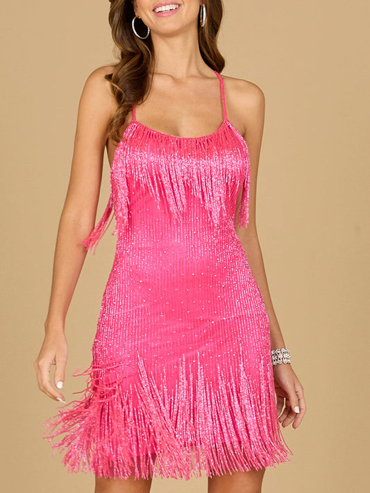 Spaghetti Strap Fringe Dress