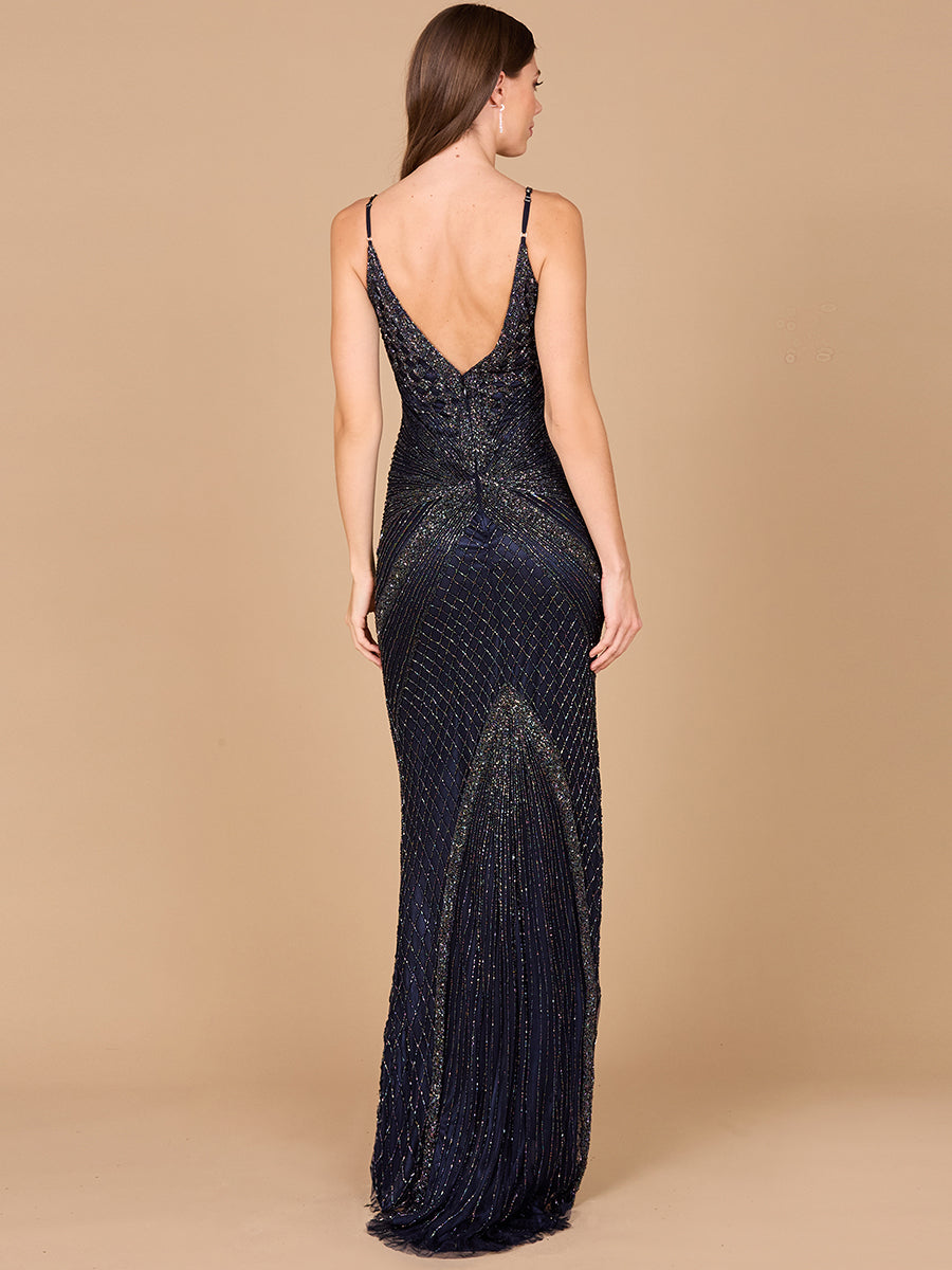 Lara 29595 - Spaghetti Strap Navy Dress