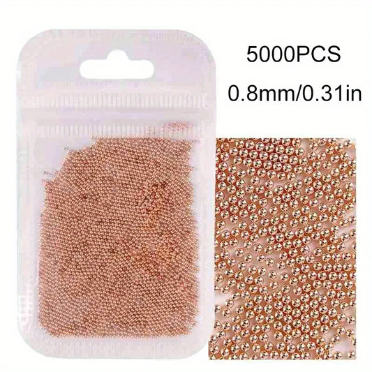 5000PCS 0.8mm Nail Art Caviar Bead Glitter Rhinestone for Micro Steel Ball 3D Decorations UV Gel Acrylic Tips Manicure A