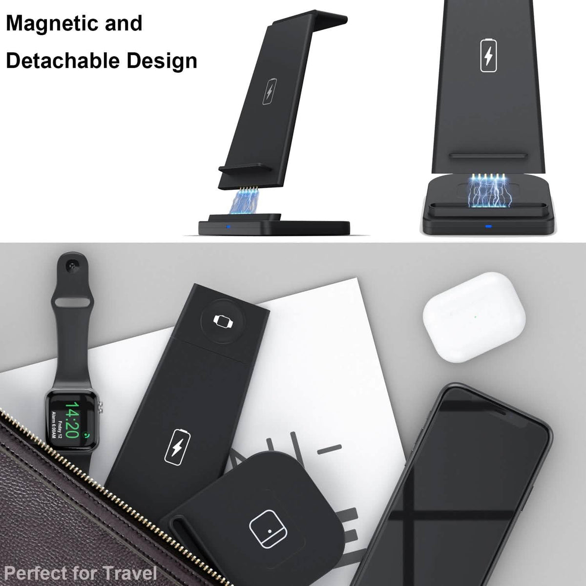 3-in-1 Foldable Fast Wireless Charging Stand
