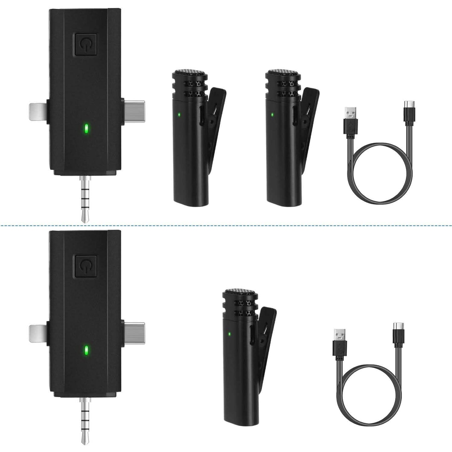 3-in-1 Wireless Clip On Microphone Omnidirectional Noise Reduction Plug