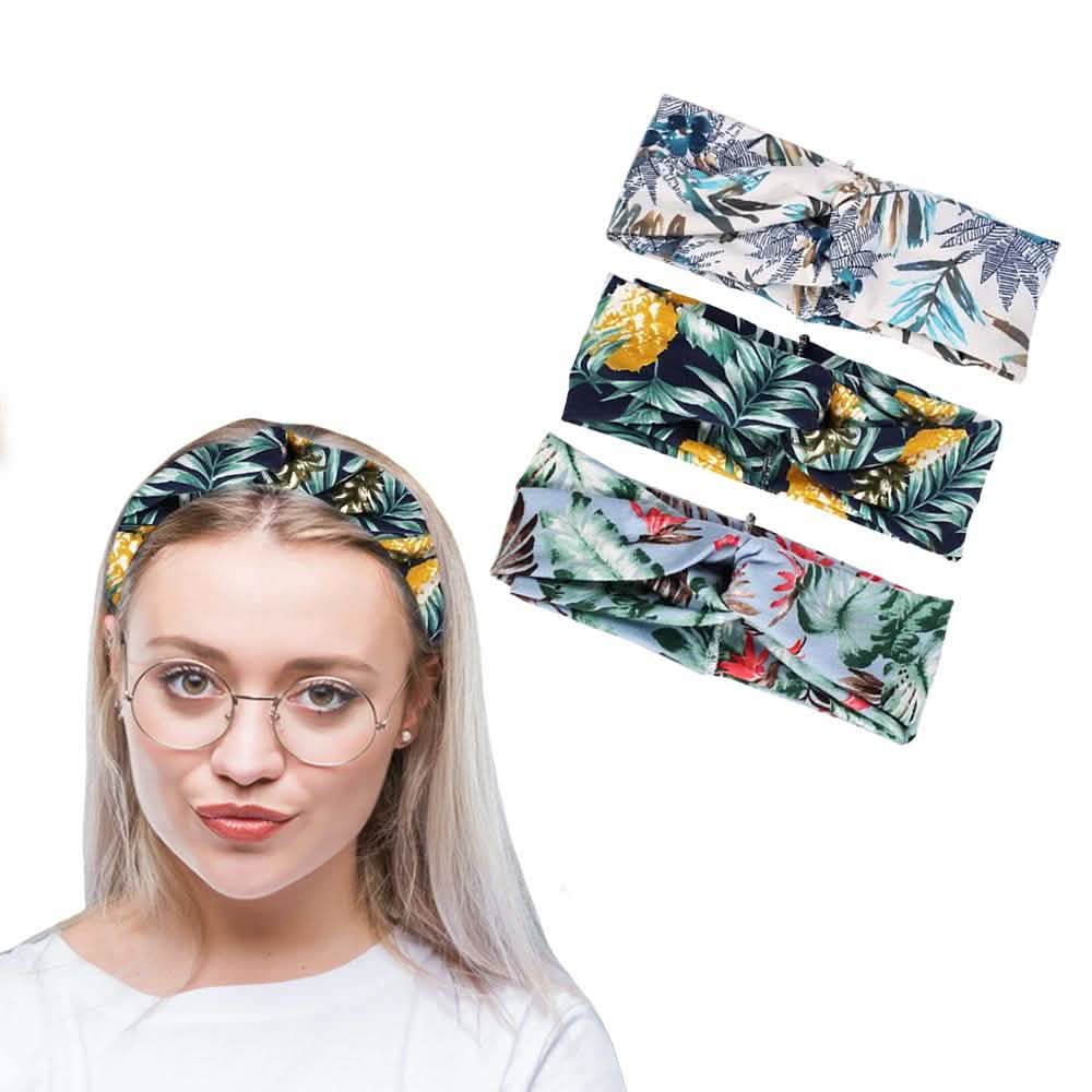 3-Pack: Women's Boho Floral Style Criss Cross Headband