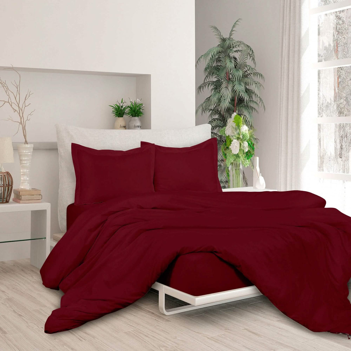 3-Piece Set: Royale Double Brushed Duvet Covers Set With Button Closure & Corner Ties