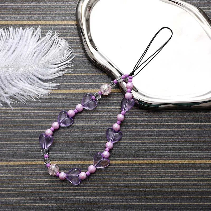 Fashion Crystal Star Beaded Phone Chain Lanyard Jewelry for Women's Personalized Colorful Love Wrist Strap Tellphone Case Rope