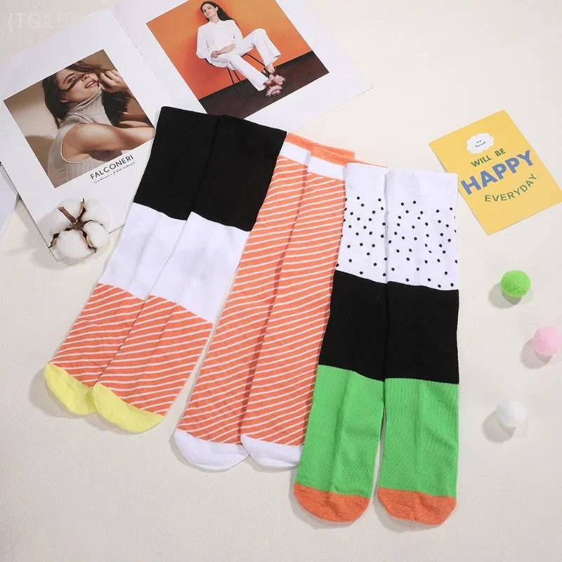 Harajuku Funny Socks Gift Set (3 Pairs) - Y2K Salmon Sushi Pattern High Barrel Cotton for All Genders