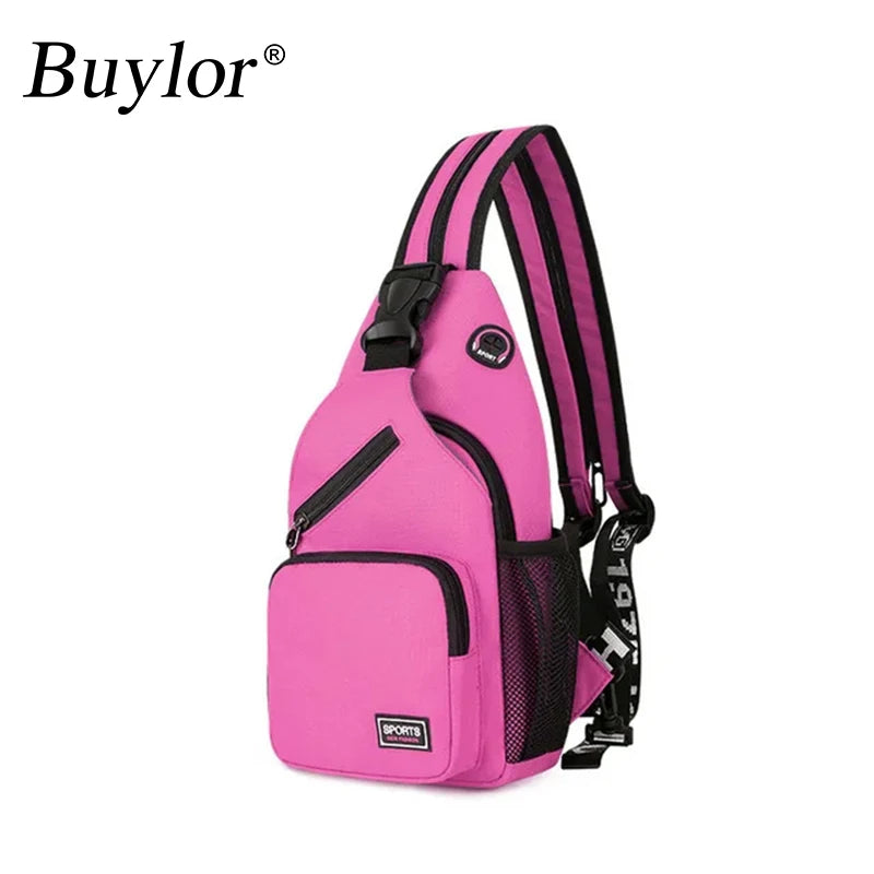 Buylor Shoulder Chest Bag Man Large Capacity Messenger Bag Women Small Backpack Boy Girl Multifunctional Cycling Sports Rucksack