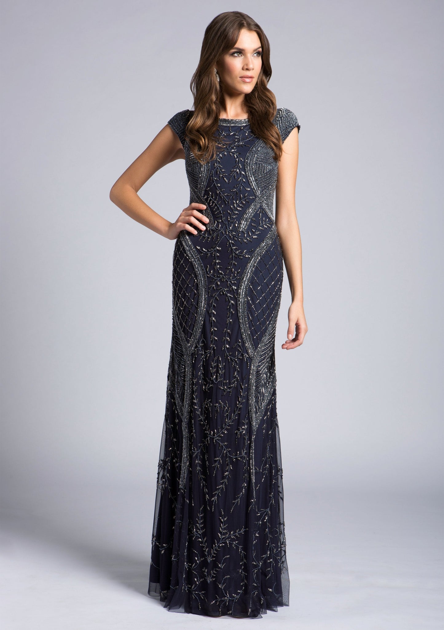 Lara 33609 - Cap Sleeve Modestly Covered Dress