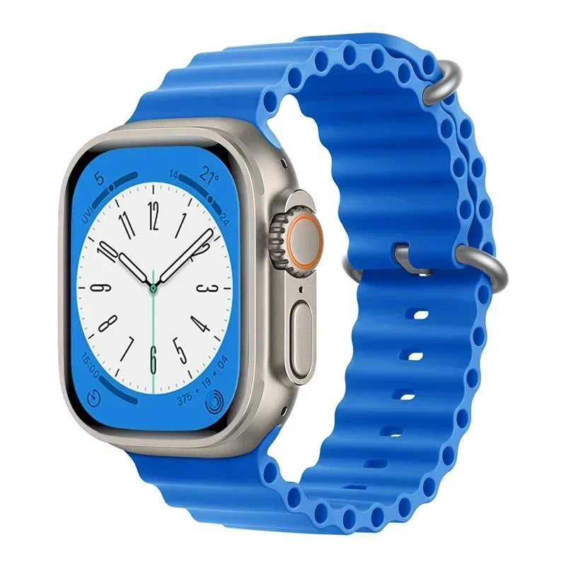 Silicone Ocean band for Apple Watch straps 45mm 46mm 40mm Ultra 2 49mm 44mm 41mm 38-42mm sport bracelet series 10 9 8 7 6 5 4 SE