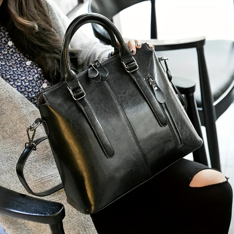 Genuine Leather Women's Bag, Fashionable Women's Hand-held Crossbody, One Shoulder Oil Wax Cowhide Bag, Office, Travel, Ladies' Gifts, Mother's Day Gifts, Christmas Gifts, Valentine's Day Gift, Best for Christmas