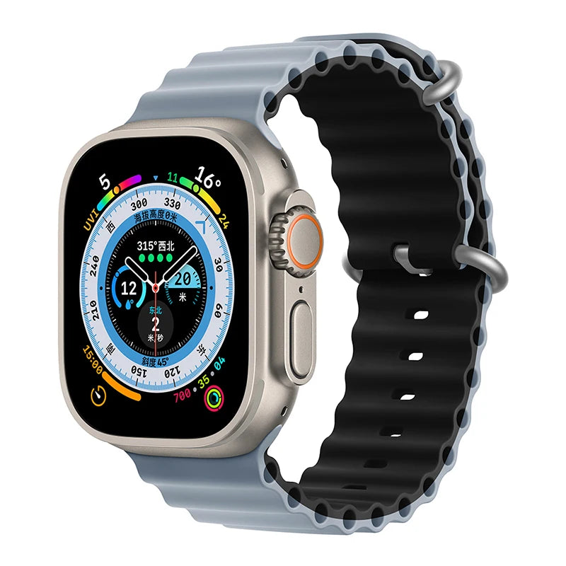 Silicone Ocean band for Apple Watch straps 45mm 46mm 40mm Ultra 2 49mm 44mm 41mm 38-42mm sport bracelet series 10 9 8 7 6 5 4 SE