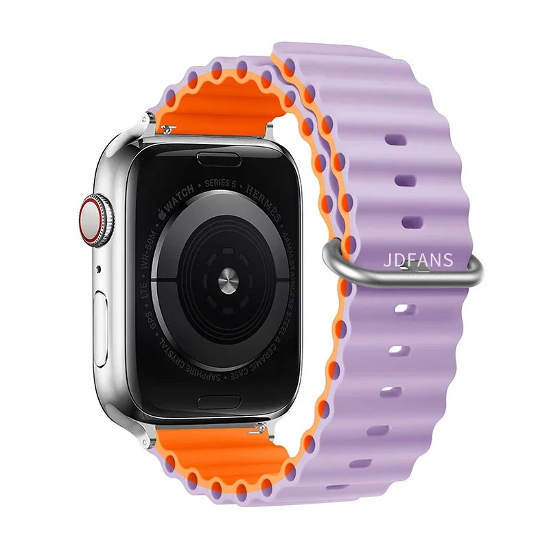 Ocean strap For Apple Watch Ultra 2 Band 49mm 10 9 8 7 45mm 41mm Silicone Bracelet Wristband iWatch 6 5 4 3 SE 44mm 40 42mm band