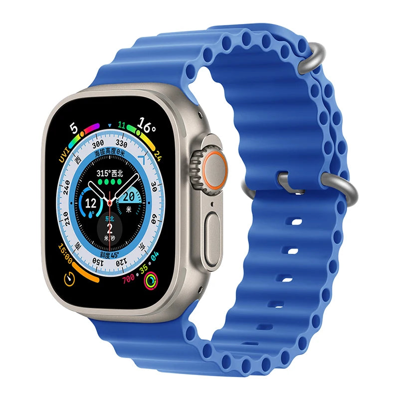 Silicone Ocean band for Apple Watch straps 45mm 46mm 40mm Ultra 2 49mm 44mm 41mm 38-42mm sport bracelet series 10 9 8 7 6 5 4 SE