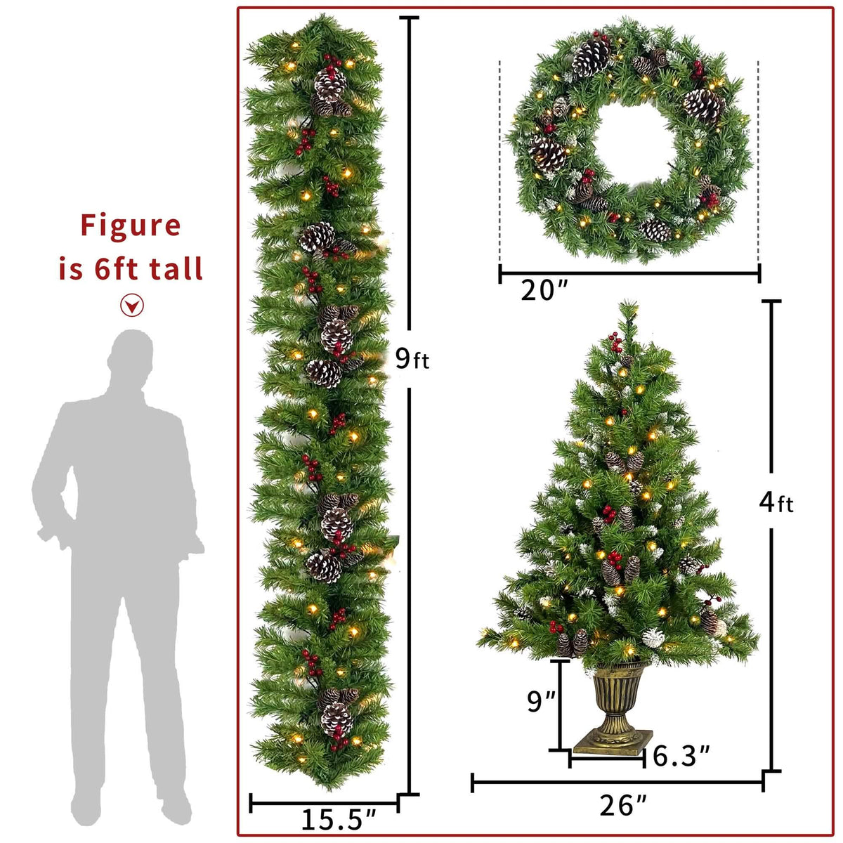 4-Piece: Artificial Christmas Tree Set