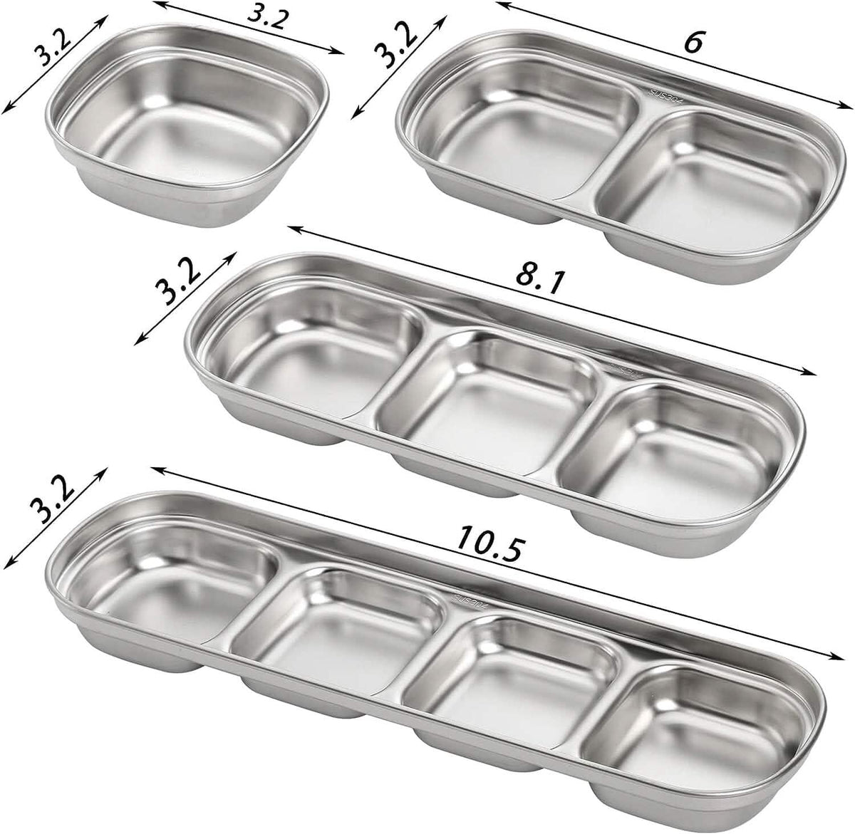 4-Piece Set: Stainless Steel Sauce Dish